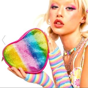 Betsey Johnson Rainbow ombré Glitter Heart Crossbody